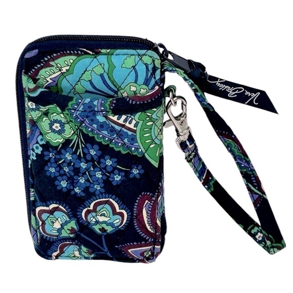 Vera Bradley All-In-One Wristlet Blue Rhapsody Navy/Green/Blue Floral EUC - Picture 3 of 5
